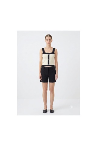 Onno Style Women Kolsuz Askılı Düğme Detaylı Kadın Triko Bluz Krem