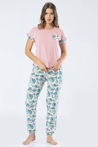 Türen Kadın Dokuma Yapraklı Kısa Kollu Pijama Takım 001