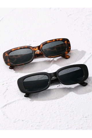 Dikdortgen Çerçeve Vintage Moda Kadınlar Için Güneş Gözlüğü Leopar