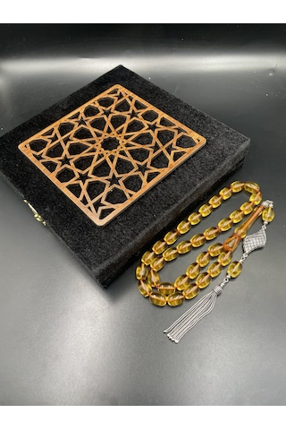 925 Ayar Gümüş Dizayn Ateş Kehribar Tespih 12x8 Mm