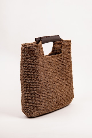Fabric Craft Bag El Çantası Kağıt İp Örgü Acı Kahverengi