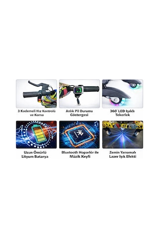 Ryder Star Drift Car Elektrikli Scooter Hoverboard Oturaklı Kaykay Bluetooth Hoparlörlü Rs-r1