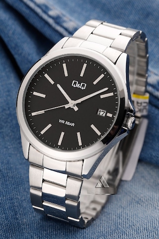 Q&q Qcg8422 Siyah Gümüş Çelik Kordonlu Takvimli Erkek Kol Saati