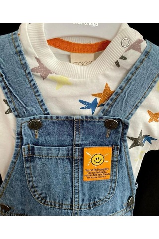 Minaz Baby T-shirt Kot Tulum Takım Mavi