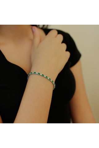 Lova Pırlantalı Oval Zümrüt Bileklik - 4080001