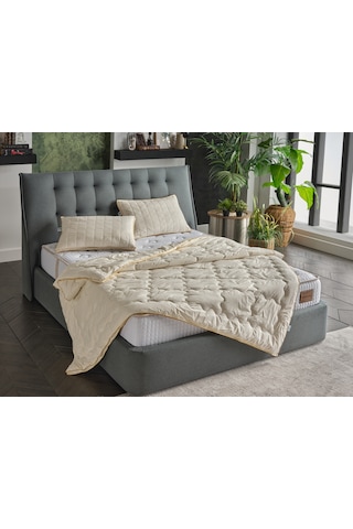 Yün Çift King Size Yorgan Ekru