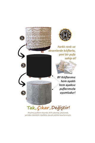 Yıkanabilir Puf Tabure Kılıfı Tak-çıkar-değiştir-yenile Orta Sehpa Kılıfı By Mila Gri Diğer