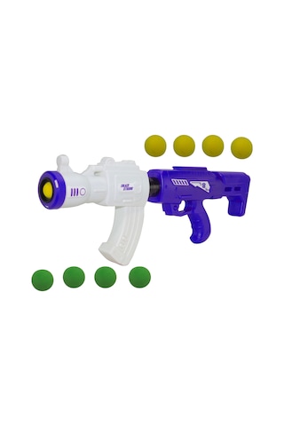 Oyuncak Tüfek Top Atan 50 Cm 8 Adet Mini Top Mavi