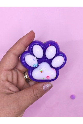 Pati Taba Squishy Kedi Pati Sıkma 7 Cm Pullu Pati Sukuşi - Mor