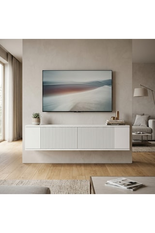 Tda1204 Corsa Duvara Montaj Tv Stand, Tv Rafı 120cm Beyaz-traverten