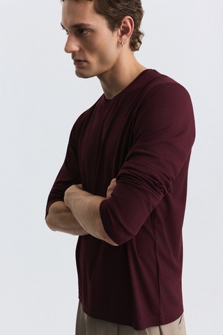 Antioch Relax Fit Uzun Kollu T-shirt Bordo
