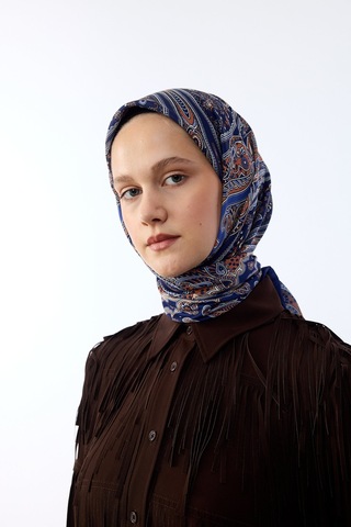 Mirsoy Scarf Zümra Desen Eşarp Lacivert