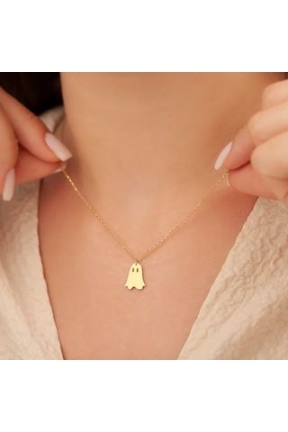 Hayalet Kolye, Gold Minimalist Hayalet Figürlü Kolye, Sevimli Halloween Takısı, Kadınlara Özel Altın