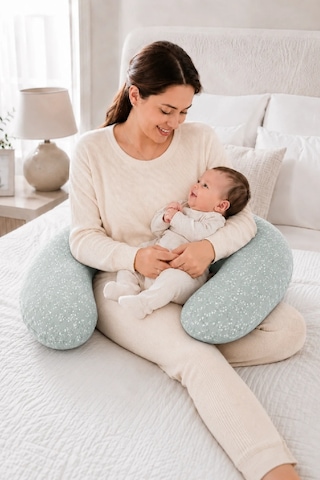 Babyjem Sırt Destekli Hamile Ve Emzirme Yastığı Yeşil Çiçek