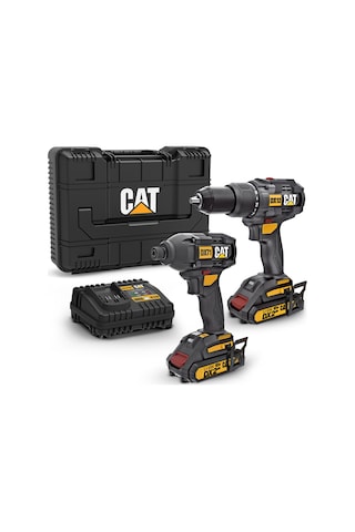 CAT DX12K Li-ion Çift Akülü Profesyonel Darbeli Vidalama + DX71 Kömürsüz Darbeli Matkap Kombo Set