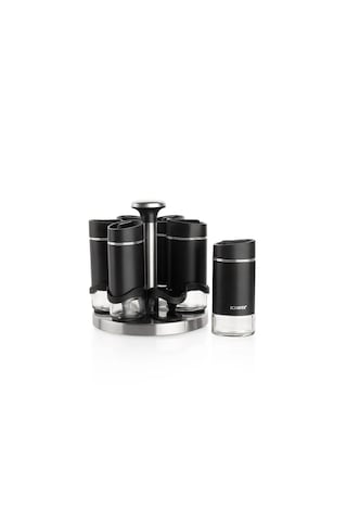 Schafer Silver Touch Döner Standlı Baharat Takımı 7 Parça-siyah Siyah