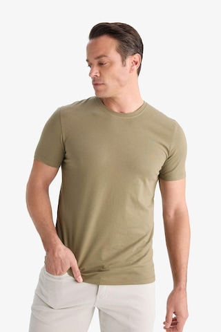 Defacto Slim Fit Dar Kesim Bisiklet Yaka Esnek Kumaş Kısa Kollu Tişört E2635ax25smkh436 Haki