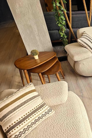 Fawdecor Amorphous 3'lü Zigon Sehpa Seti Ceviz