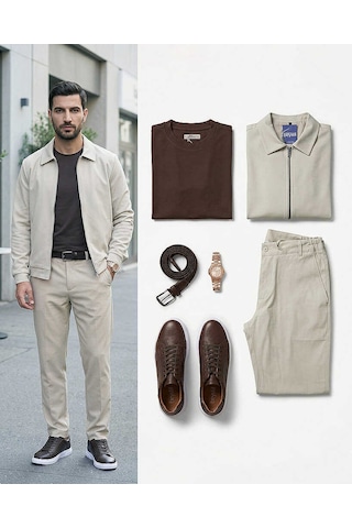 Bys Beystil Erkek Kahverengi Slim Fit Bisiklet Yaka T-şhirt 253455 Bys Beystil Erkek Kahverengi Slim Fit Bisiklet Yaka T-şhirt 253455