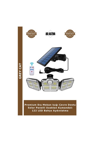 Premium Dış Mekan Işığı Çevre Dostu Solar Panelli Uzaktan Kumandalı 122 Led Bahçe Aydınlatma