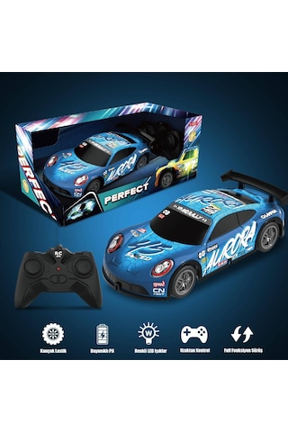 Rc Full Fonksiyon Led Işıklı Gövde 1:22 Şarjlı Uzaktan Kumandalı Yarış Arabası - Mavi