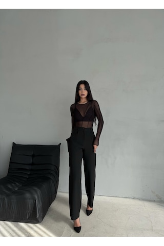 Kadın Palazzo Pantolon Oversize Kesim Siyah