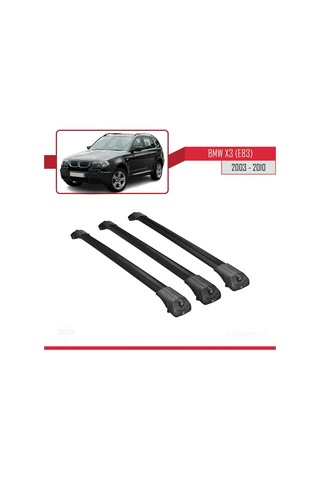 Bmw X3 E83 2003-2010 Arası İle Uyumlu Ace-1 Ara Atkı Tavan Barı Siyah 3 Adet Bar