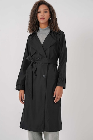 Gabria Kol Düğme Detaylı Trenchcoat Siyah