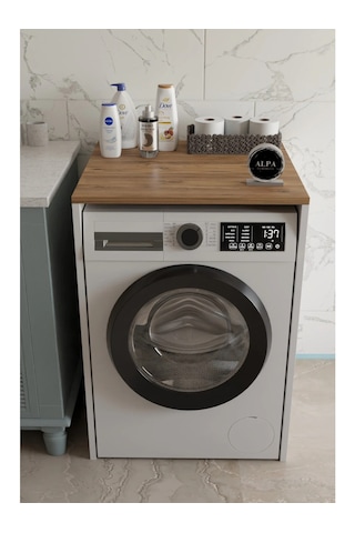 Modern Çamaşır Makinesi Kaplama Dolabı Tezgah Koruyucu Çok Amaçlı Banyo Düzenleyici Atlantik Çam - Beyaz