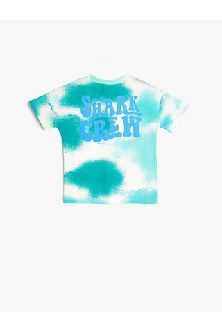 Koton Tişört Batik Desenli Kısa Kollu Bisiklet Yaka Pamuklu Mavi Desenli 4smb10441tk Yeşil