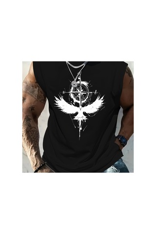 Caddemia Yaz Eğlence Spor Spor Gevşek Tribal Grafik Baskılı Rahat Nefes Yuvarlak Boyun Kolsuz Ta Siyah Caddemia Yaz Eğlence Spor Spor Gevşek Tribal Grafik Baskılı Rahat Nefes Yuvarlak Boyun Kolsuz Ta Siyah