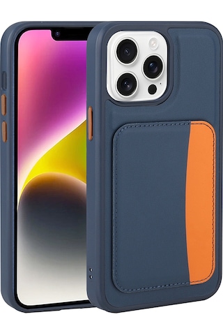 Apple Uyumlu iPhone 16 Pro Kılıf Kartlıklı Zore X-kart Silikon Kapak - Lacivert Lacivert