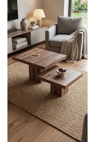 Most Marmoris %100 Mdf Orta Sehpa Set Evinize Teslim Ceviz