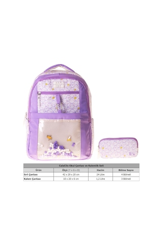 Calacilo Pretty Kız Çocuk Sevimli Karakterler Baskılı Okul Sırt Çantası Ve Kalemlik Seti - Setcc-c4065c Çok Renkli