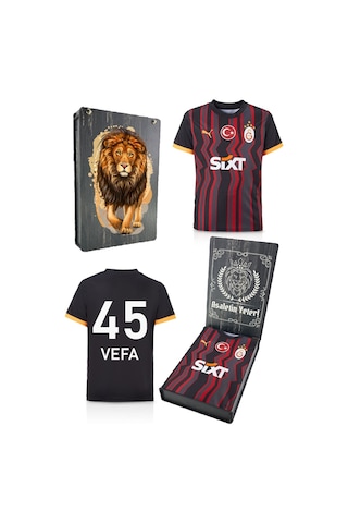Gsstore Gs Frm 015 Galatasaray Lisanslı Kişiye Özel 2024/25 Alternatif Siyah Taraftar Forma Hediyelik Ahşap Kutulu Kırmızı - Mavi
