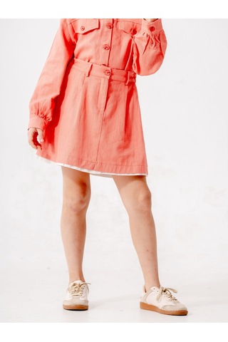 Kız Çocuk Garnili Kot Etek 2603 Turuncu