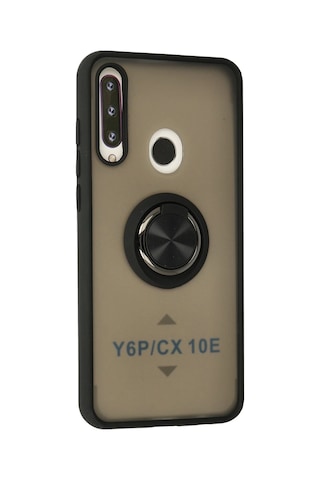 Newface - 277 - Huawei Y6p Kılıf Montreal Yüzüklü Silikon Kapak - Csmo-tex - - Siyah Sıyah