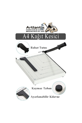 Giyotin Kağıt Kesme Makinesi A4 Metal Kollu Tablalı A5-a4 Ayarlanabilir Sürgülü Paslanmaz Kaliteli