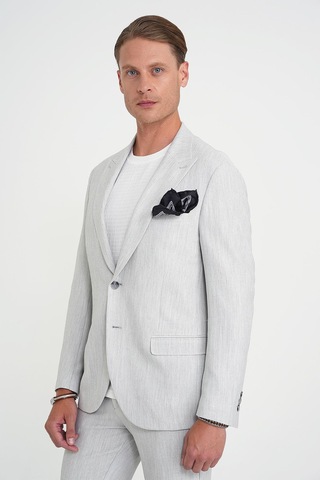 Efor Slim Fit Kırlangıç Yaka Balıksırtı Desen Spor Açık Gri Ceket C 702 Gri