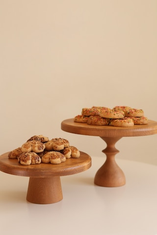 2 Li 25/14 Cm Mummy Ve 20/8 Cm Mini Ahşap Ayaklı Yuvarlak Sunum