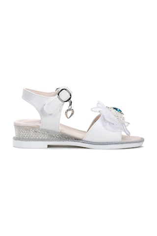 Bufly Fiyonklu Kız Çocuk Sandalet Ayakkabı Beyaz