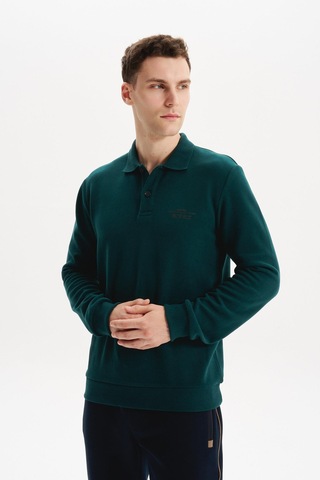 AR-MA Arma Erkek Regular Fit Selanik Kumaş Polo Yaka Sweatshirt Düğmeli, Pamuk Polyester Karışımlı %65 Pamuk %35 Polyester K30564699102 Yeşil