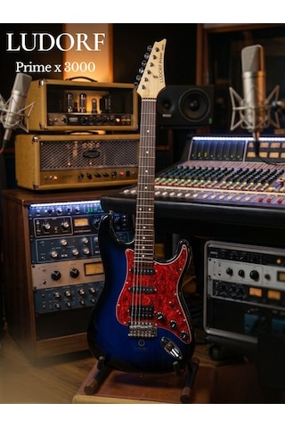 Ludorf Prime X3000 Elektro Gitar Profesyonel Seviye Mavi
