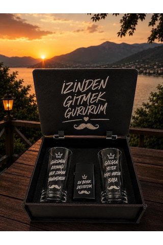 Babalar Gününe Özel Hediye Seti- Kişiye Özel Tasarım 2 Li Rakı Bardağı