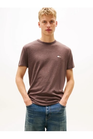 Tommy Hilfiger Tjm Reg Badge Tee Ext Erkek Kahverengi T-shirt - Dm0dm22667 Kahverengi
