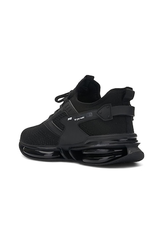 Erkek Siyah Sneaker Spor Ayakkabı - Balon Taban Triko Ortopedik Ayakkabı-047 Siyah