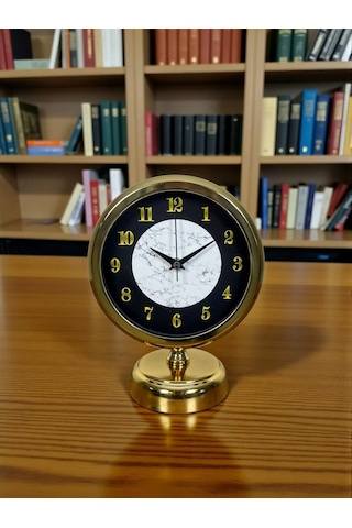 Mermer Işıltısı Gold 25 X 20 Cm Metal Masa Saati Çok Renkli