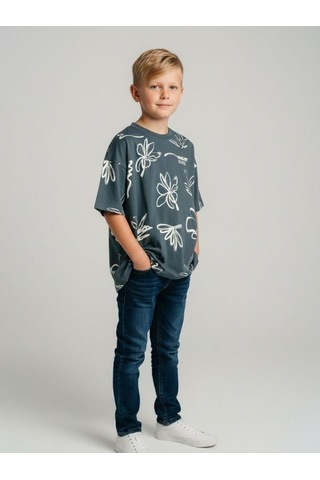 Zekids Erkek Çocuk Pamuklu Desenli Tasarım T-shirt-16770 Renkli