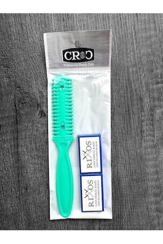 Croc Su01 Yeşil Saç Kesim Usturası -jiletli Tarak + Jilet 10'lu