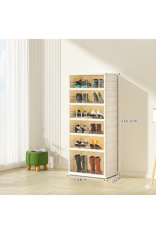 Kurulum Gerektirmeyen Katlanabilir Ayakkabı Saklama Kutusu Krem